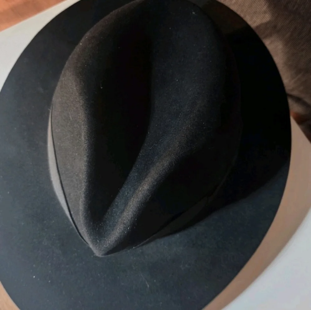 ​Vtg STETSON SOVEREIGN Fedora Black Fur Felt Hat 7 3/8 John Helmer Portland OR - Picture 5 of 6